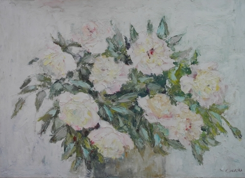 Розовые пионы, 2015, 55х80