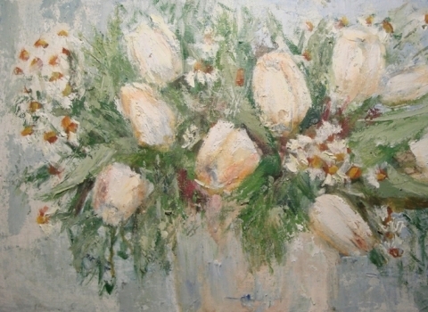 Натюрморт с белыми тюльпанами
