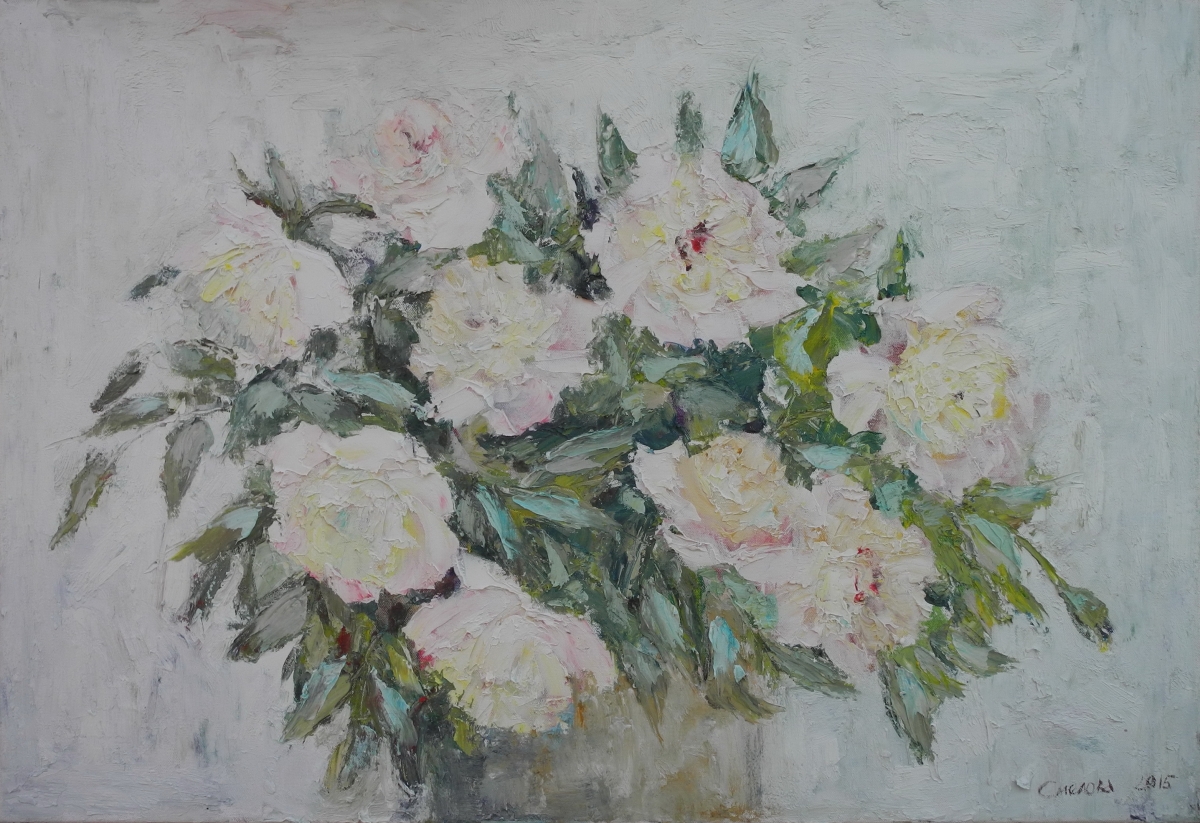 Розовые пионы, 2015, 55х80